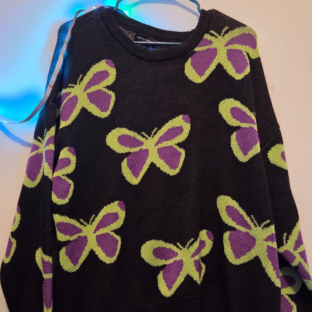 Aqua Blues Butterfly Sweater